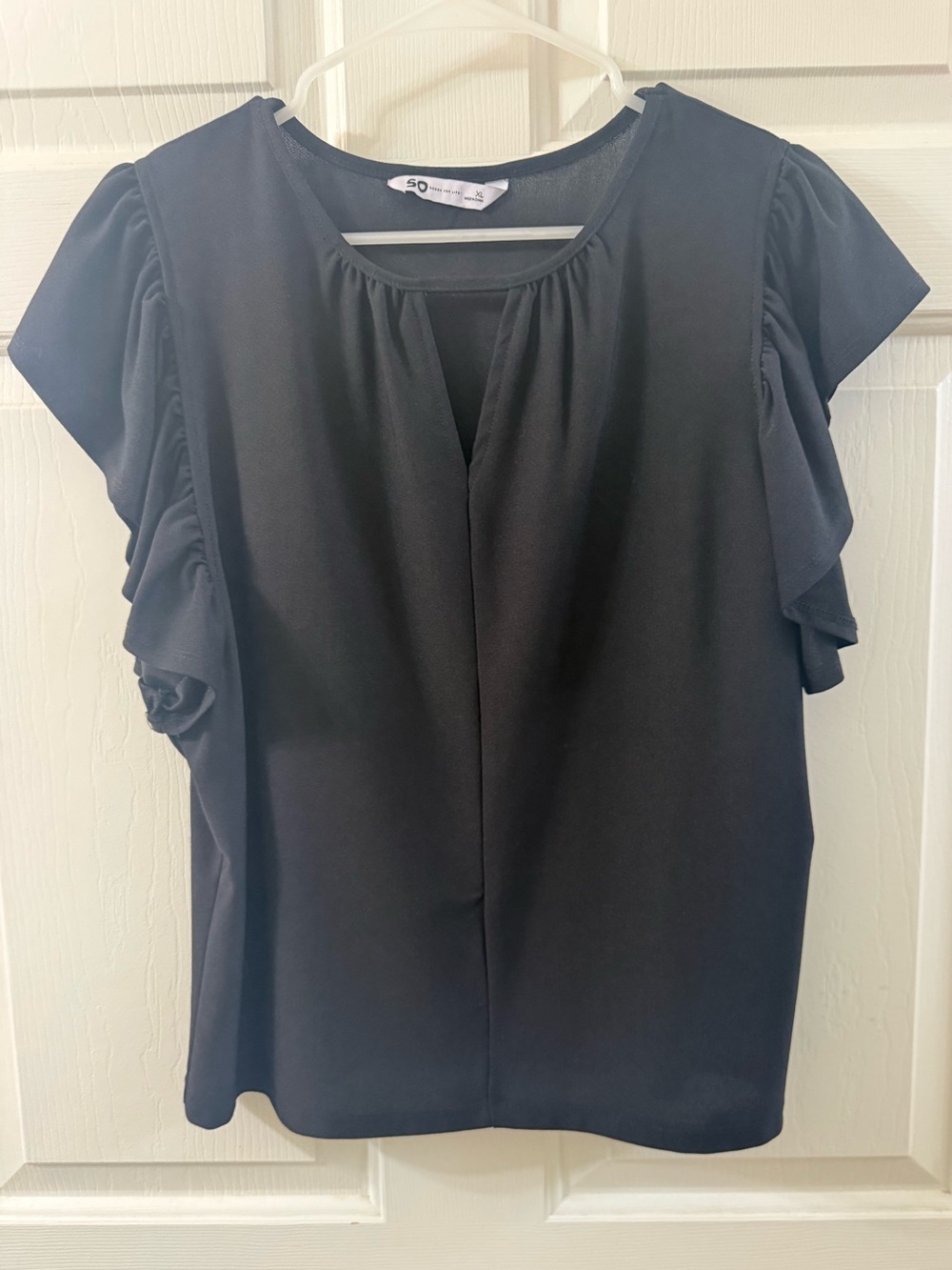 SO Black Ruffle Sleeve Blouse